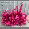 Orden de boda banquete de bodas flor artificial rosa roja floral decoración de boda tarjeta de bienvenida tablero KT flor falsa de boda flor de seda flor decorativa