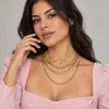 Collar con colgante geométrico de estilo hip hop con diseño transfronterizo europeo y americano, cadena multicapa hueca con forma de corazón de melocotón para mujer.
