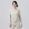 Ropa de Yoga Tops Camiseta Mujer Otoño Transfronterizo Fitness Cordón Blusa Caída Pilates Deportes Ropa de Fitness Mangas Largas
