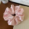 Elástico de Cabelo Satinado Perolado Elegante para Meninas, Prendedor de Cabelo Liso de Cor Única Estilo Coreano, Novo Cordão de Cabelo com Acessório de Flor