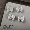 Joia para Nail Art de Laço de Zircônia Explosiva Luxo Acessível High-End Cor White K Gravata Borboleta Decoração de Unha Usável