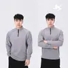 Outono Clone Rosto Meio Botão Gola Redonda Slim Fit Casual Moda Exibição Fitness Esportes Alta Elasticidade Base Camiseta Longa