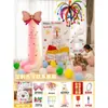 Decoración de primer cumpleaños con notas adhesivas de colores, pastel, tablero KT, globos para niños y niñas, accesorios para fotos de escena de hotel, pared de fondo