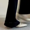 Versión de Piel de Oveja~Zapatos de Trabajo Elegantes de Estilo Retro Francés para Mujer, Sin Cordones, Punta Fina, Zapatos de Salón con Lazo