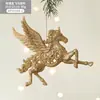 Nova decoração de Natal transfronteiriça: pingente de asa de resina cor dourado champanhe, enfeite de árvore de Natal nórdico