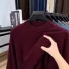 Suéter Masculino 100% Lã, Engrossado, Novo Estilo Inverno 2025, Camada Base Tricotada, Cor Sólida, Caimento Solto