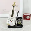 Despertador de Violino com Porta-Caneta Venda Direta no Atacado de Fábrica Relógio de Mesa Criativo em Formato de Instrumento Musical Decoração de Sala de Estar Mesa