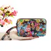 Porta-moedas Feminino Longo Tecido Clutch Três Camadas Zíper Carteira Feminina Grande Capacidade Bolsa para Celular