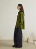 Camisa Holgada Verde 100% Lino Chalamon [Redemption] para Mujer, Adecuada para Primavera y Otoño, Se Puede Usar como Capa Interior o Exterior, Camisa de Manga Larga