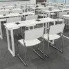 Juego de Mesa y Sillas de Entrenamiento para Institución Educativa, Mesa Larga, Estilo Moderno Simple, Mesa de Estudio para Clases de Tutoría Escolar, Doble Asiento, Sin Acabado de Pintura
