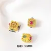 Cuentas espaciadoras cuadradas huecas chapadas en oro y cobre, accesorios de estilo chino, componentes de joyería para pulsera y collar DIY de filigrana de turmalina de imitación