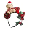 Diadema de Cabeza de Oso Navideño para Mujer, Diadema de Ambiente Festivo para Fiesta, Accesorios para el Cabello Pinza para el Pelo con Lazo de Disfraz Cosplay