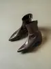 Botas de mujer con interior de piel de oveja para aumentar altura, botas finas retro de punta fina estilo francés, nueva colección otoño/invierno 2026 para mujer, botines de tacón grueso