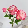 Flores Artificiais de Peônia com 3 Cabeças, Peônias Artificiais, Flores Falsas para Casamento e Decoração de Casa, Arranjo Floral para Showroom e Pousada