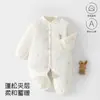 Macacão fino acolchoado de peça única para bebê, roupa elegante para bebês, macacão quente sem costura com abertura frontal para bebês de um ano