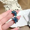 Anillo Abierto Negro Mate Esmaltado Dulce y Fresco con Diseño de Mariposa Gota de Aceite Niche Apilable Versátil para Mujer