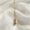 Colar de aço inoxidável banhado a ouro 18K, estilo luxo leve e elegante, europeu e americano, com pingente de zircônia em formato de gota d'água e pingente em formato de coração quadrado