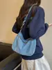 Elegante bolso bandolera para mujer, gran capacidad, bolso de mezclilla lavado vintage, multibolsillos, bolso de hombro casual ligero para mujer