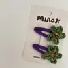 Par de pinzas para el pelo de flor de lana de color nuevo para niños, pinza para el pelo de bebé, pinza para flequillo