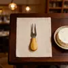 Juego de cuatro piezas de cuchillo para queso de acero inoxidable con mango de madera, cuchillo para queso, tenedor para pastel de cocina, cuchillo para crema, herramienta de cuchillo para mantequilla de pizza
