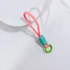 Lanyard Tejido de Poliéster con Hebilla Metálica de 12 cm Color Dopamina, Correa para Botella de Agua, Bloques de Color, Hecho a Mano, Creativo, Estilo Corto, Antiperdida, Duradero