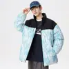 Invierno 2023 nuevo color a juego floral ropa acolchada de algodón para hombre ropa acolchada de algodón para pareja cuello alto marca de moda engrosada cálida ropa de algodón ropa para hombre