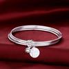 Cobre Branco Banhado a Prata Três Gerações da Vida Estilo Jovem Pulseira Sólida da Fortuna Anel Liso Simples e Estiloso Pulseira Feminina Presente de Aniversário