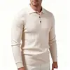 2026 novo suéter de malha casual com gola para homens transfronteiriços, suéter de gola alta canelado da moda para homens