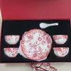 Tigela de Cerâmica para Presente Cor Sob Esmalte Rosa Vermelho Boutique Conjunto de Louça Chinesa Casa Nova Atividades Empresariais High-end