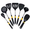 Novo silicone utensílios de cozinha 7 peças espátula colher de arroz colher colher de sopa espaguete anel amarelo duas cores longa alça cozinha cozinha terno