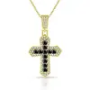 Colar Cruz Europeu e Americano Mais Vendido Transfronteiriço para Mulheres, Alto Padrão, Personalizado, Versátil, Luxo cravejado com Diamantes, Obsidiana Atacado