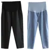 Pantalones de maternidad para verano, delgados, de corte ancho y holgado para mujeres petite, con soporte para el vientre, pantalones rectos de verano talla grande, pantalones capri