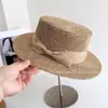 Sombrero de Paja Amarillo Tradicional Artesanal Hueco de Copa Plana para Mujer, Sombrero de Paja de Protección Solar para Verano, Sombrero de Playa de Rafia Tejido a Mano, Sombrero para el Sol