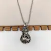 Colar Longo Vintage Cadeado da Longevidade Cabeça de Buda Corrente para Suéter Versátil Cabaceira Cadeado Ruyi Buda da Chama Cruzamento Transfronteiriço Transmissão ao Vivo Colar