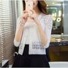 Cardigan curto com decote em V da Amazon transfronteiriço, malha vazada, suéter com ar condicionado, jaqueta pequena, xale, novo, feminino