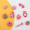 Popular Set de Diez Piezas de Accesorios de Resina para Manualidades, Pequeños Adornos de Oso Fresa de Dibujos Animados, Materiales para Fundas de Teléfono, Parches para Pasadores de Pelo, Decoraciones para Zapatos y Sombreros