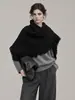 Tamanho grande, combinado com um casaco, cachecol triangular de lã mista de cor sólida para mulheres com franjas, xale de tricô, outono/inverno, com um toque boêmio