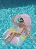 Cama Inflable Flotante de Sirena de Ensueño con Dosel para Adultos y Niños, Flotador Inflable para Agua con Respaldo, Sillón Lounge para Piscina al Aire Libre