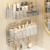 Prateleira de Armazenamento de Aço Inoxidável Montada na Parede do Banheiro Organizador de Prateleira para Armazenamento de Escova de Limpeza para Lavatório de Parede do Banheiro Skincare