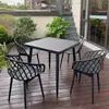Conjunto de Mesa y Sillas Moderno para Exterior para Área de Ocio en Balcón, Mesa Redonda de Acero al Carbono para Patio al Aire Libre, Muebles de Plástico para Uso en Exterior de Tienda de Té de Leche