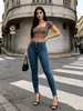 Jeans Skinny Stretch Básico Lavado Europeu e Americano de Cintura Média, Corte Slim e Levanta Bumbum, Direto da Fábrica