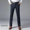 Pantalones de vestir para hombre de mediana edad, con caída, elásticos en cuatro direcciones, modelo de otoño nuevo, de alta gama, lujo ligero, rectos, casuales, versátiles y cómodos.