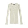 Suéter elegante sexy de punto para mujer con abertura en el bajo, 2023 otoño e invierno, cuello en V, tres botones, manga larga, cárdigan abrigo