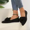 Comercio exterior europeo y americano, talla grande, colección de otoño 2026: Mocasines de punta fina y tacón bajo para mujer, con detalle de lazo, estilo casual