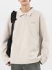 Camisa Polo de Manga Longa para Homem, Nova Peça Superior com Zíper Parcial e Gola Lapela para Outono e Inverno, Estampa Simples de Letras, Camiseta Masculina de Uso Interno Resistente