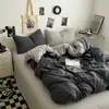Nuevo Conjunto de Cuatro Piezas para Dormir de Algodón Lavado para Bebés y Madres Conjunto de Tres Piezas para Dormitorio de Estudiantes Color Sólido Sábana Funda de Edredón en