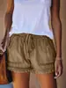 Shorts Jeans de Cintura Elástica com Franjas para Mulheres - Comércio Exterior Europeu e Americano - Suprimento Transfronteiriço