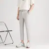 Pantalones de Verano para Hombre Estilo Maduro Ligero, Pantalones de Vestir Ajustados Cónicos Estilo Coreano, Pantalones Casuales para Hombre, Pantalones Cropped de Moda