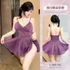 Nuevo vestido de lencería sexy con tirantes Xiucaisha para discoteca, uniforme brillante para pecho pequeño, tentación, ropa de dormir sin extracción qqny