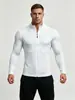 Nova Jaqueta Cardigan com Zíper Secagem Rápida Esportiva Fitness Primavera Outono Masculina Elástica para Corrida Treino Gola Alta Manga Longa Camiseta
